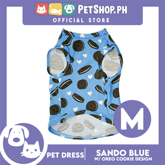 Pet Sando Cookie Blue Print Design Sando Pet Shirt Sando Breathable Clothes, Pet T-shirt (Medium)