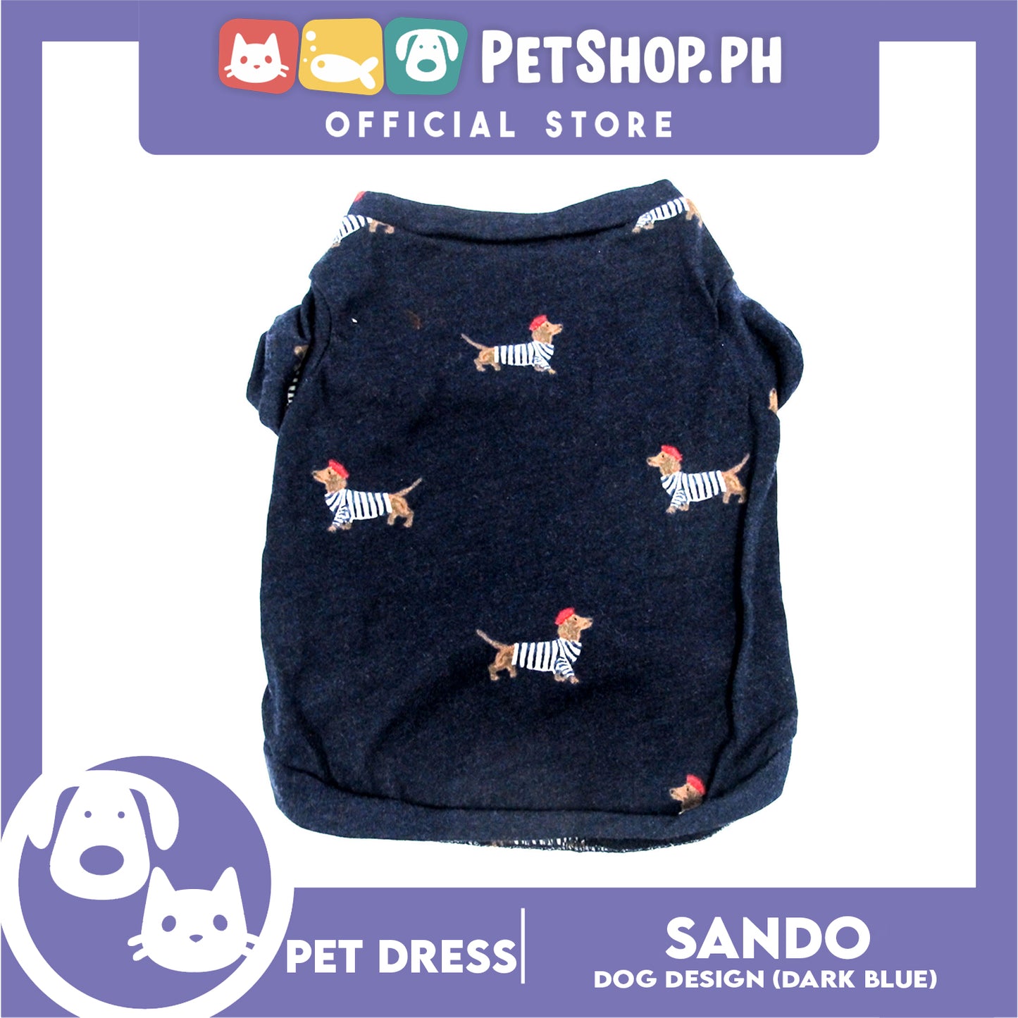 Pet T-Shirt Cute Daschund (Large) with Hat Print for Puppy, Small Dog- Breathable Clothes,Pet T-shirt, Sweatshirt