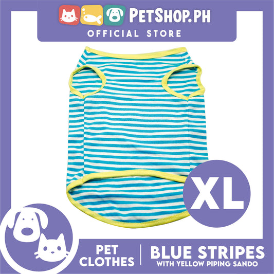 Pet Sando (Extra Large) Blue with Yellow Piping Design Sando Pet Shirt