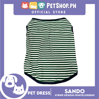 Pet Shirt Stripes (Extra Large) With Blue Piping Sleeveless for Puppy, Small Dog and Cats- Sando Breathable Clothes, Pet T-shirt, Sweatshirt