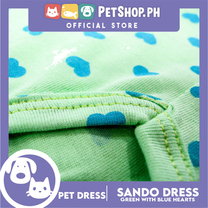 Pet Dress Summer Blue Heart Print Skirt (Medium) for Small Dog -Cute Pet Clothes, Pet Skirt and Sando Dress