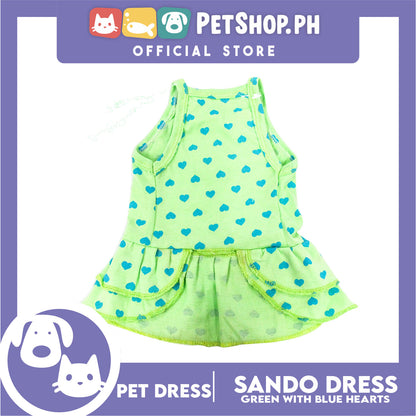 Pet Dress Summer Blue Heart Print Skirt (Medium) for Small Dog -Cute Pet Clothes, Pet Skirt and Sando Dress
