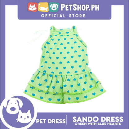 Pet Dress Summer Blue Heart Print Skirt (Medium) for Small Dog -Cute Pet Clothes, Pet Skirt and Sando Dress
