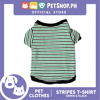 Pet Shirt Green and Black Stripes Pet Dress (Large) Perfect Fit for Dogs and Cats Cloth
