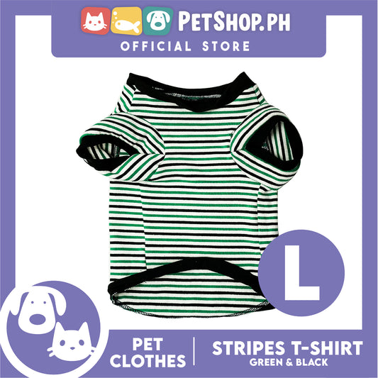 Pet Shirt Green and Black Stripes Pet Dress (Large) Perfect Fit for Dogs and Cats Cloth