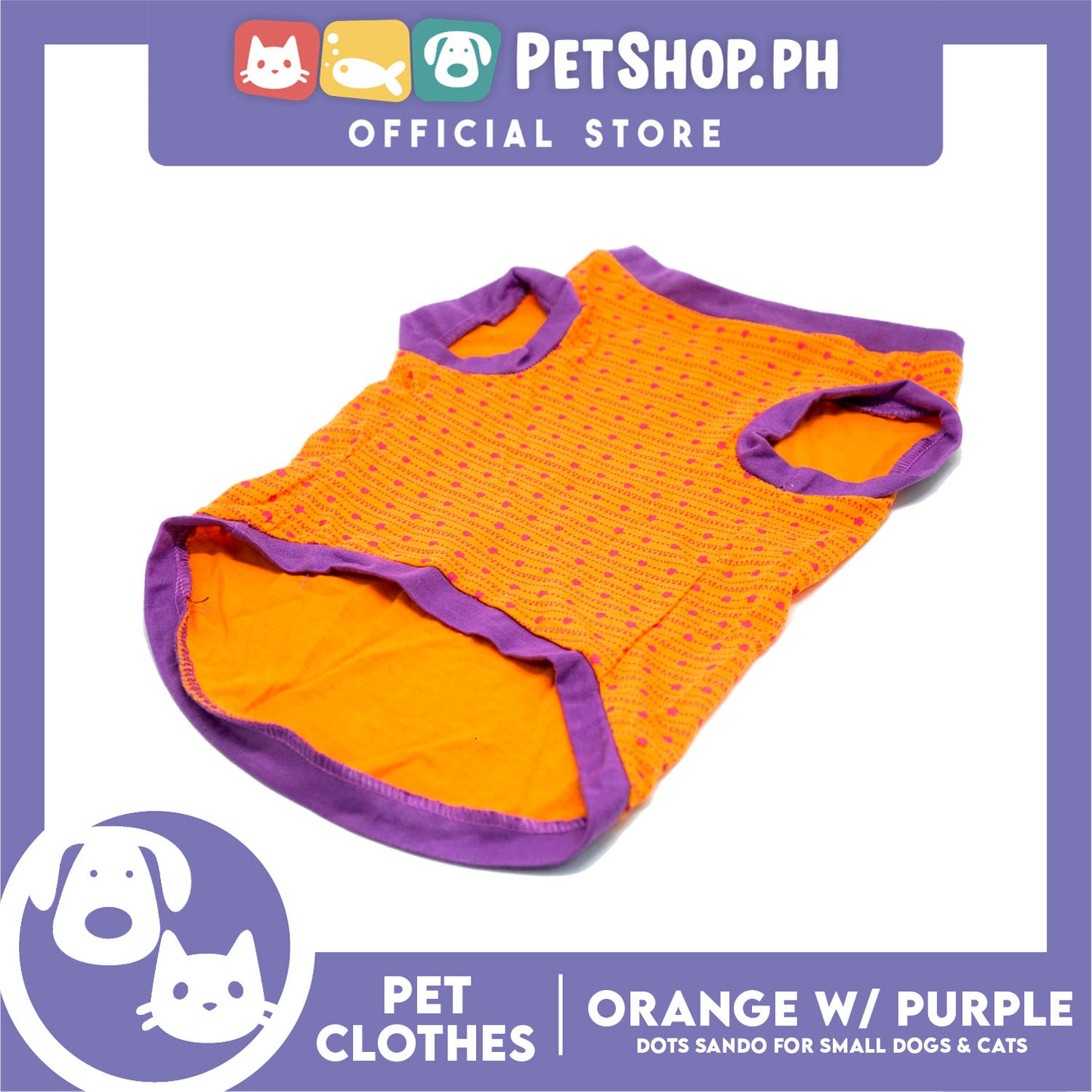 Pet Shirt Orange with Pink Dots Sando (Large) Perfect Fit for Dogs and Cats Cloth  Pet Sando/T-shirt