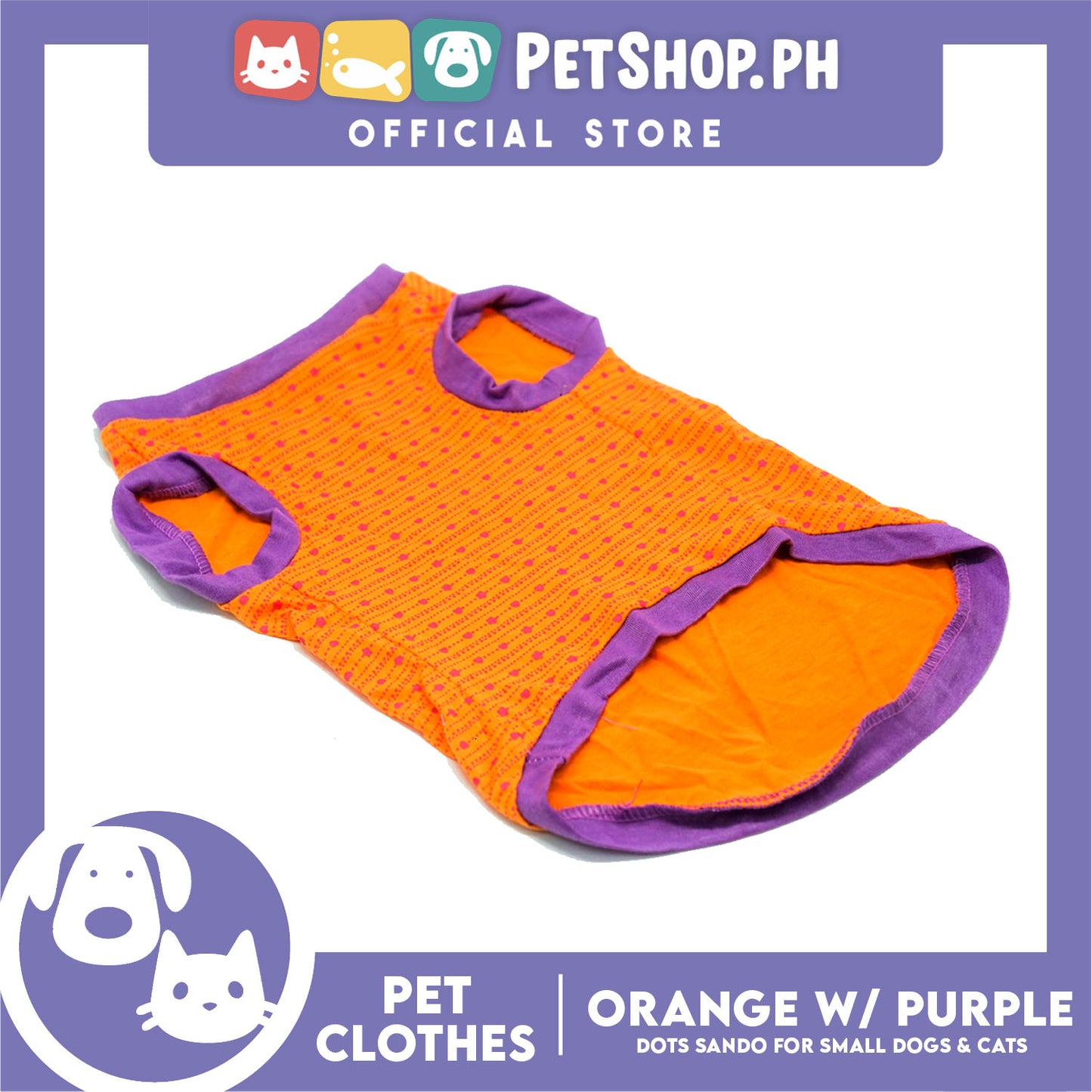 Pet Shirt Orange with Pink Dots Sando (Extra Large) Perfect Fit for Dogs and Cats Cloth