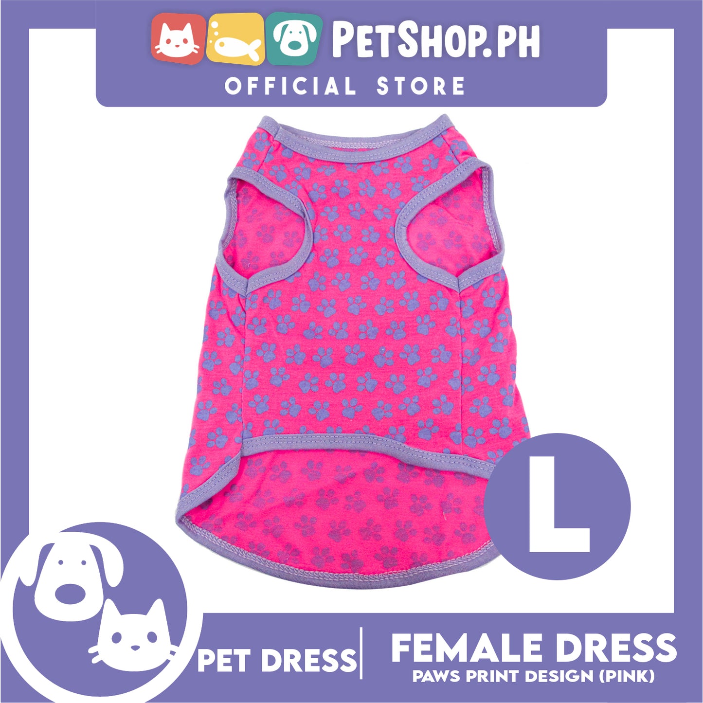 Pet Shirt Blue Paw Design (Large Size) Sleeveless for Puppy, Small Dog- Sando Breathable Clothes, Pet T-shirt, Sweat Shirt