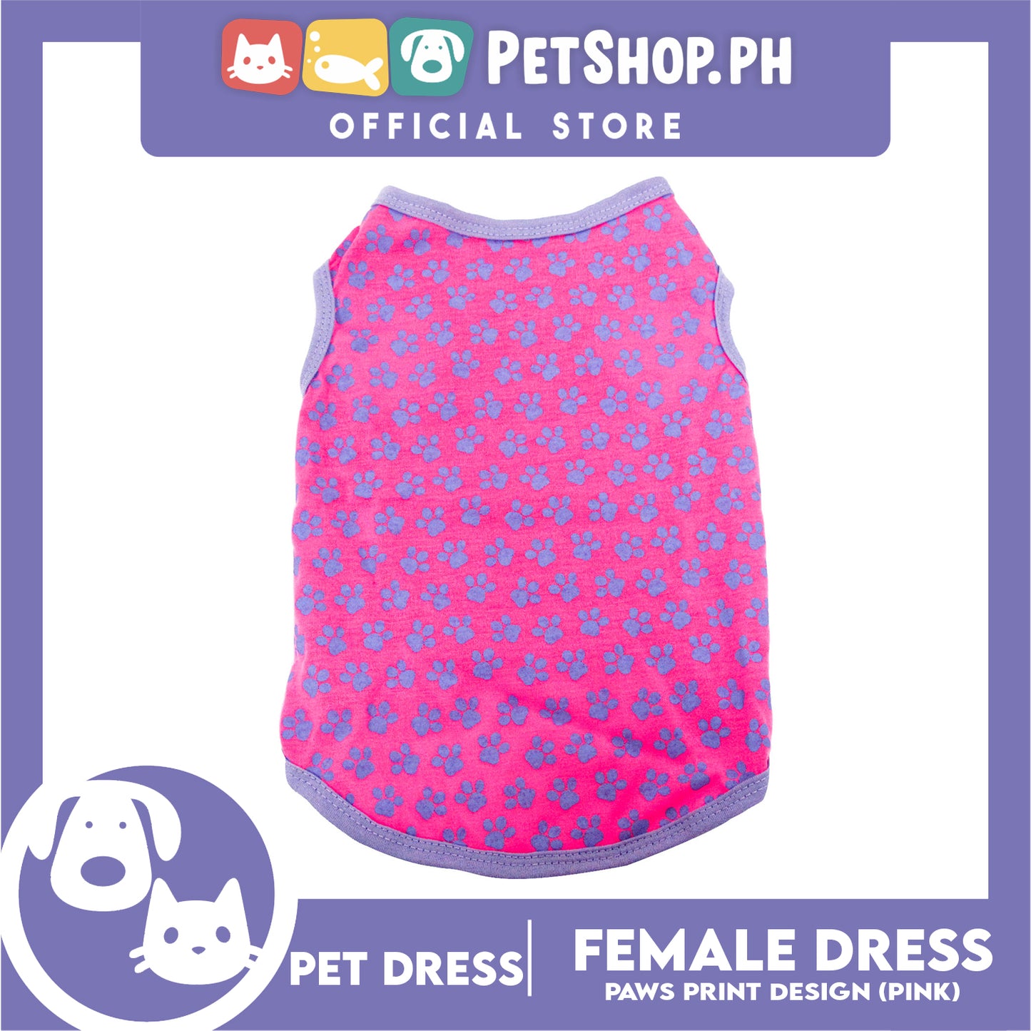 Pet Shirt Blue Paw Design (Small Size) Sleeveless for Puppy, Small Dog- Sando Breathable Clothes, Pet T-shirt, Sweat Shirt