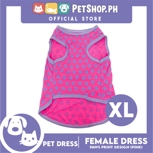 Pet Shirt Blue Paw Design (Extra Large) Sleeveless for Puppy, Small Dog- Sando Breathable Clothes, Pet T-shirt, Sweat Shirt