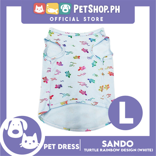 Pet Shirt Sea Turtle Silky Print Rainbow Sleeveless (Large Size) for Puppy, Small Dog and Cats- Sando Breathable Clothes, Pet T-shirt, Sweatshirt