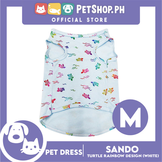 Pet Shirt Sea Turtle Silky Print Rainbow Sleeveless (Medium Size) for Puppy, Small Dog and Cats- Sando Breathable Clothes, Pet T-shirt, Sweatshirt