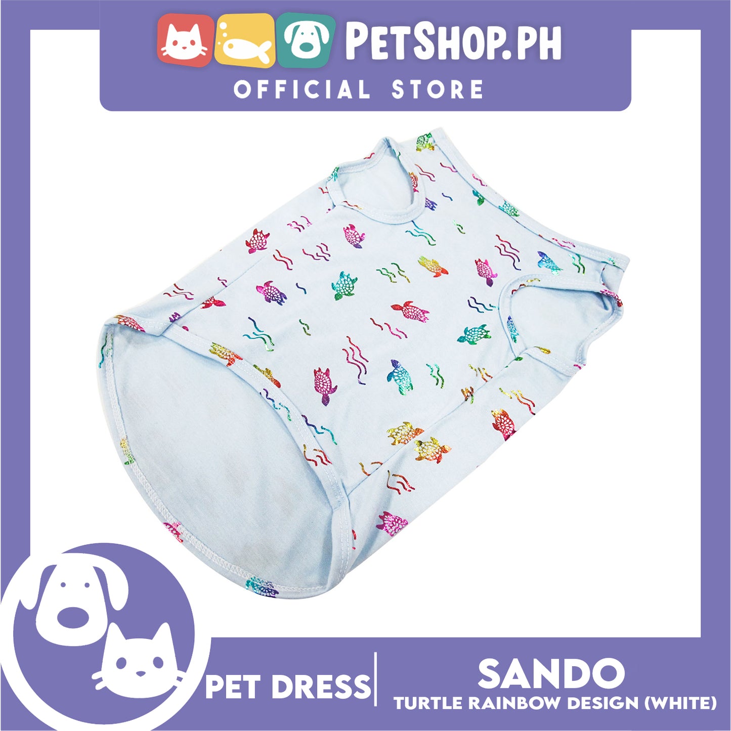 Pet Shirt Sea Turtle Silky Print Rainbow Sleeveless (Small Size) for Puppy Small Dog