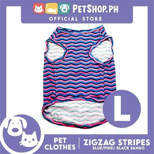 Pet Sando Zigzag Stripes Blue Pink Black (Large) Sando Shirts Suitable for Dogs and Cats
