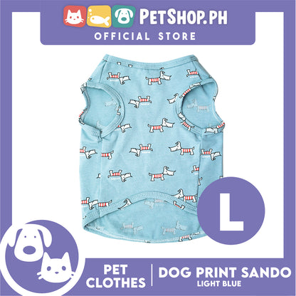 Pet Sando (Large) Light Blue with Dog Print Design