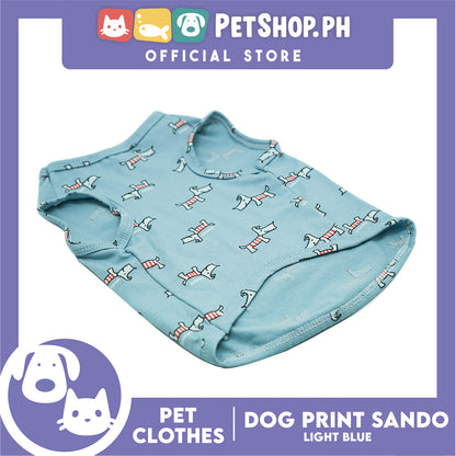 Pet Sando (Large) Light Blue with Dog Print Design