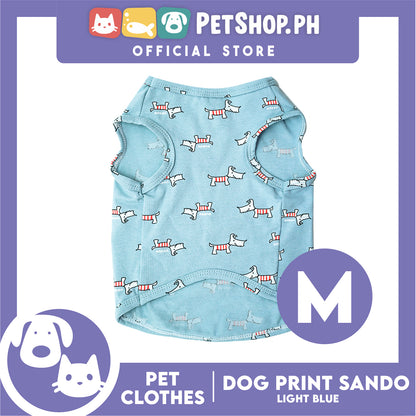 Pet Sando (Medium) Light Blue with Dog Print Design