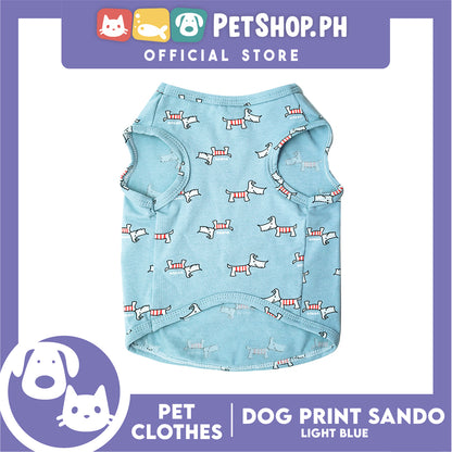 Pet Sando (Medium) Light Blue with Dog Print Design