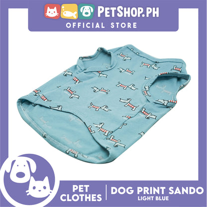 Pet Sando (Medium) Light Blue with Dog Print Design