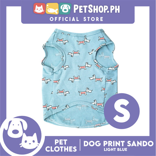 Pet Sando (Small) Light Blue with Dog Print Design