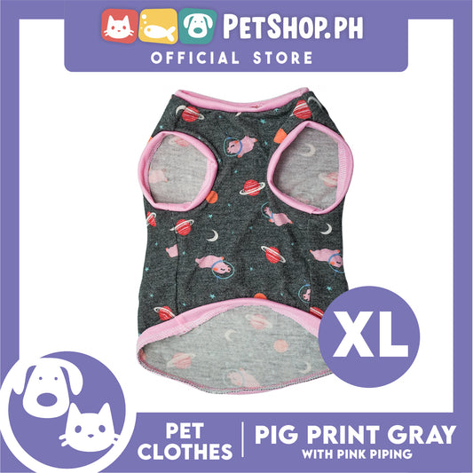 Gray Pet Sando Pink Line Pig and Galaxy Design (Extra Large) Sando Pet Shirt Dress for Puppy