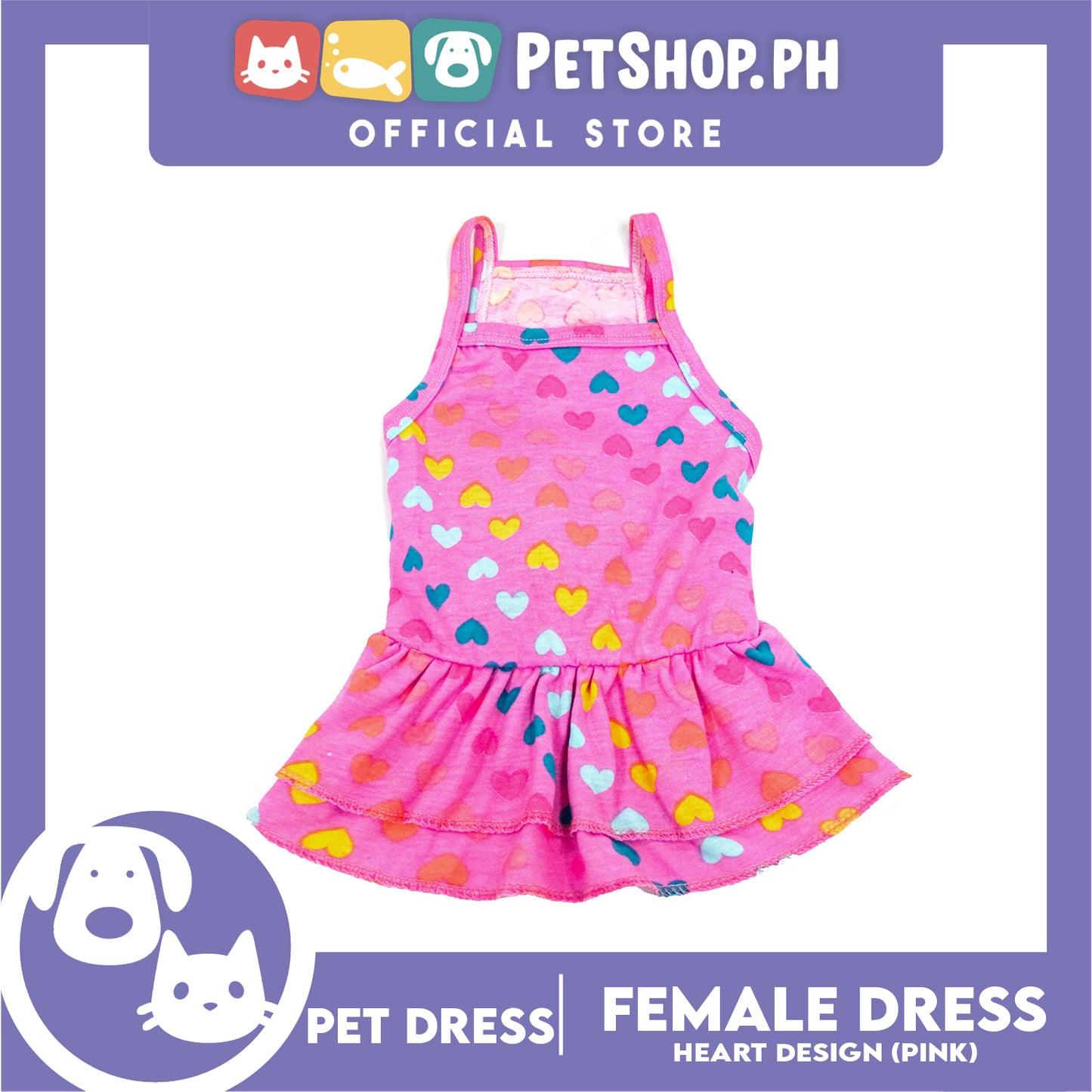 Pet Shirt Purple Dress Sando Shirt with Heart Design (Large) Perfect Fit for Dogs and Cats Cloth
