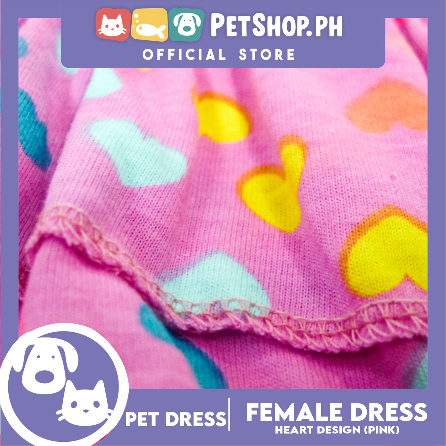 Pet Shirt Purple Dress Sando Shirt with Heart Design (Large) Perfect Fit for Dogs and Cats Cloth