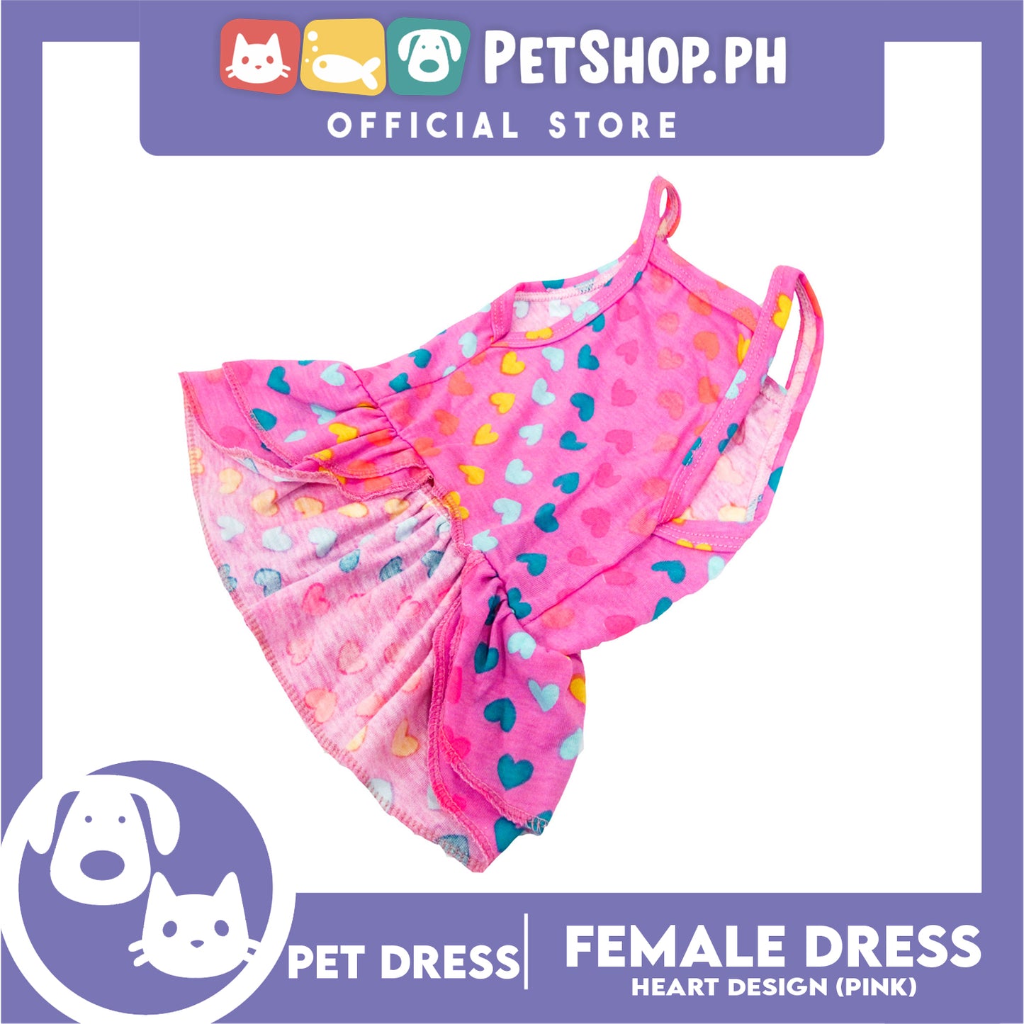 Pet Shirt Purple Dress Sando Shirt with Heart Design (Small) Perfect Fit for Dogs and Cats Cloth