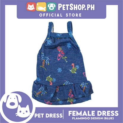 Pet Dress Flamingo Design Skirt Blue (Small) Perfect fit for Small Breed Dogs and Cats