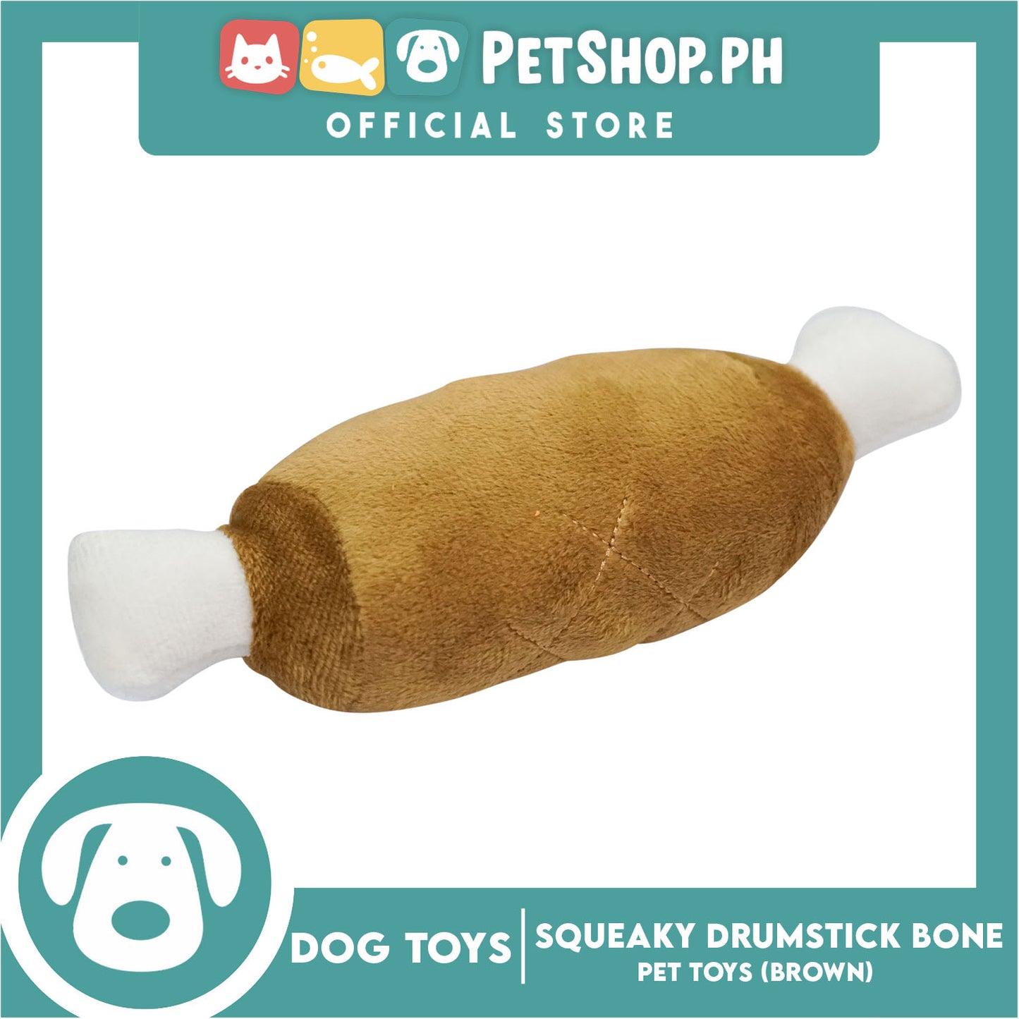 Squeaky Drumstick Brown Bone Pet Toy Puppy Dog Funny Soft Plush Toy