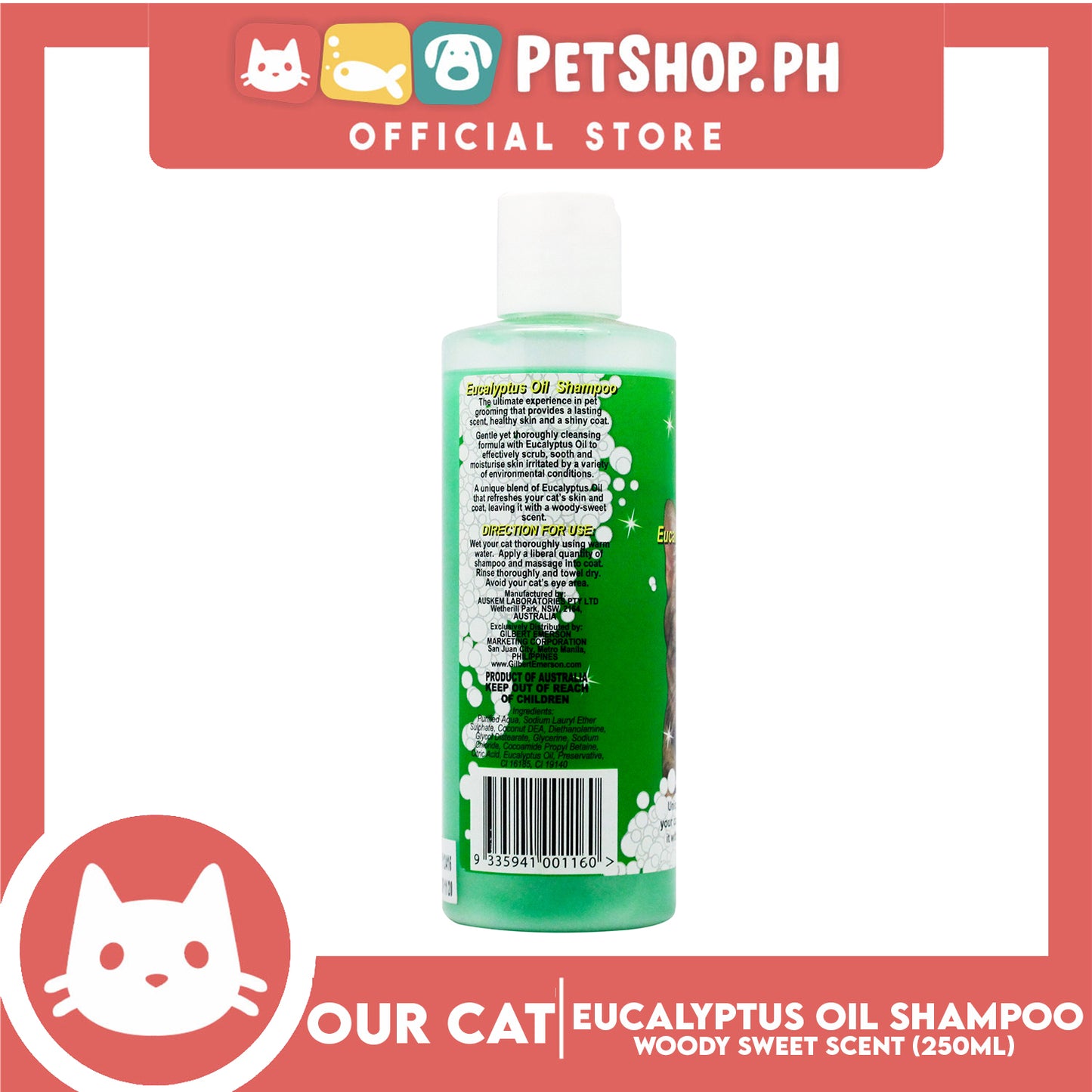 Our Cat Eucalyptus Oil Shampoo 250ml Cat Shampoo