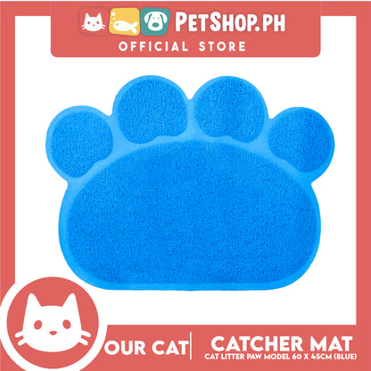 Our Cat Litter Catcher Mat Paw For Cats 60x45cm (Blue)