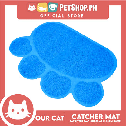 Our Cat Litter Catcher Mat Paw For Cats 60x45cm (Blue)