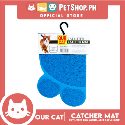 Our Cat Litter Catcher Mat Paw For Cats 60x45cm (Blue)