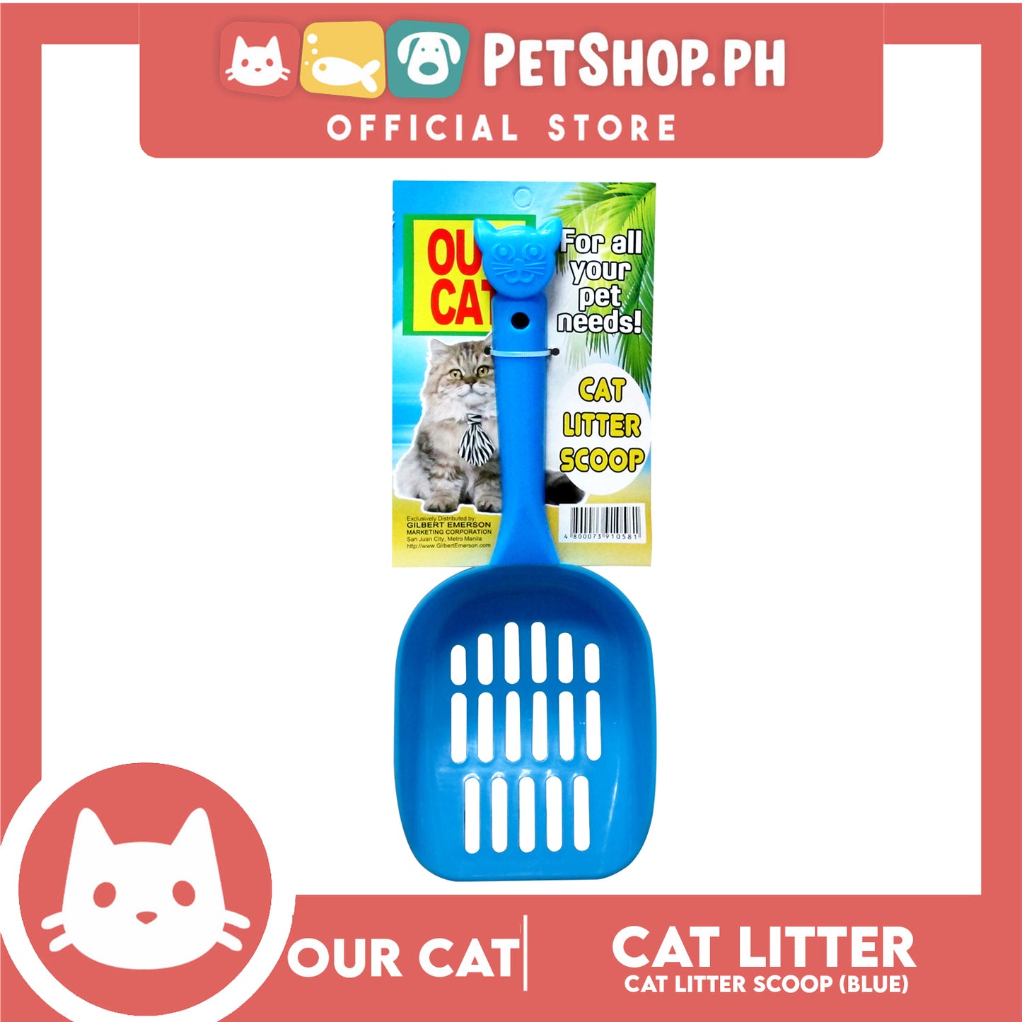 Our Cat Cat Litter Scoop (Blue) Easily Scoops Underneath Cat Litter