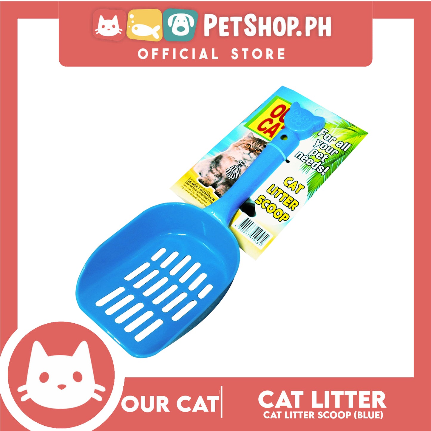 Our Cat Cat Litter Scoop (Blue) Easily Scoops Underneath Cat Litter