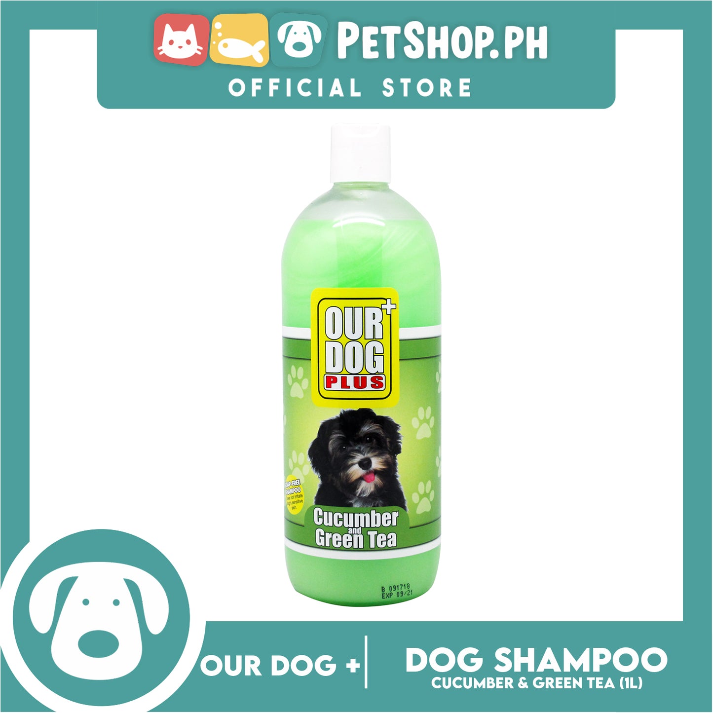 Our Dog Plus Cucumber and Green Tea Shampoo 1 Liter for Dogs