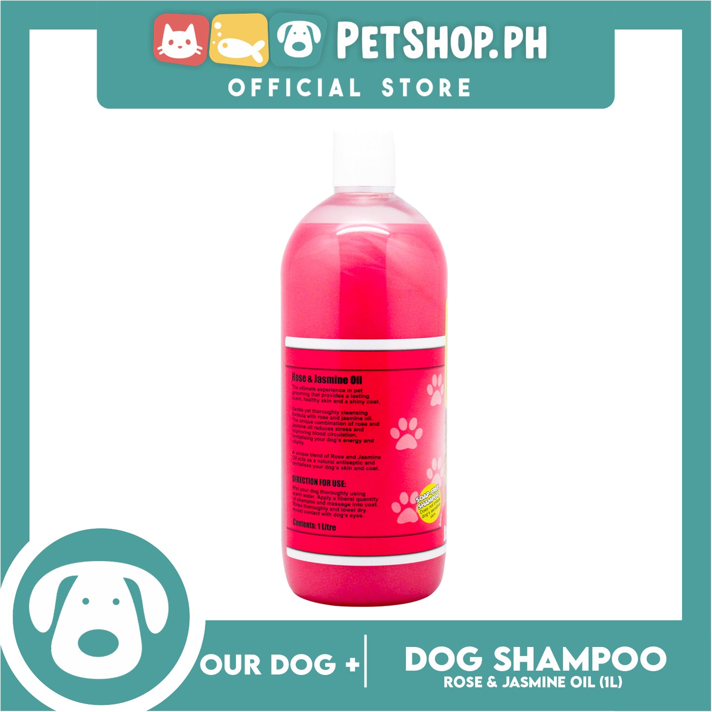 Our Dog Plus Rose and Jasmin Oil Dog Shampoo 1 Liter