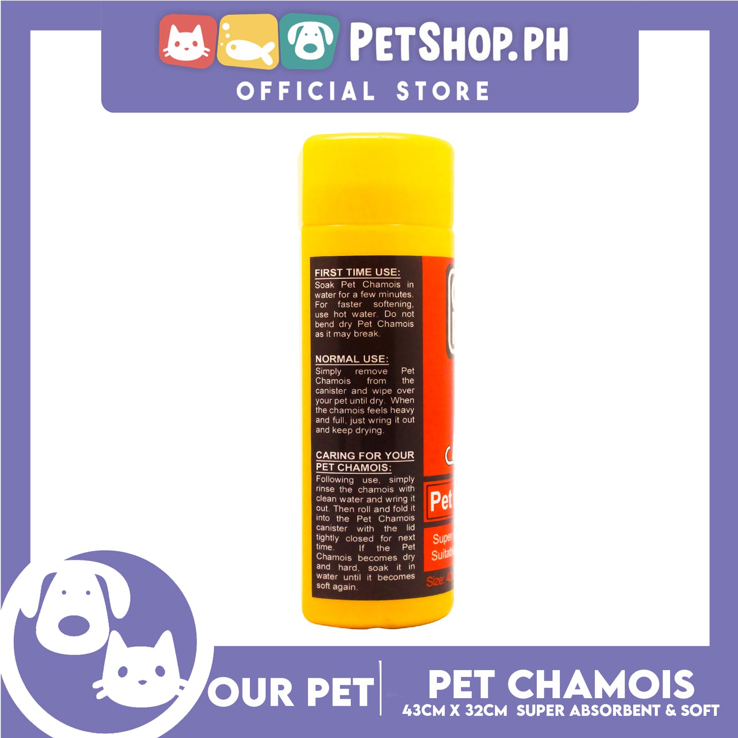 Our Pet Chamois Drying Towel 17x9 (Small) Super Absorbent and Soft Towel for Pets