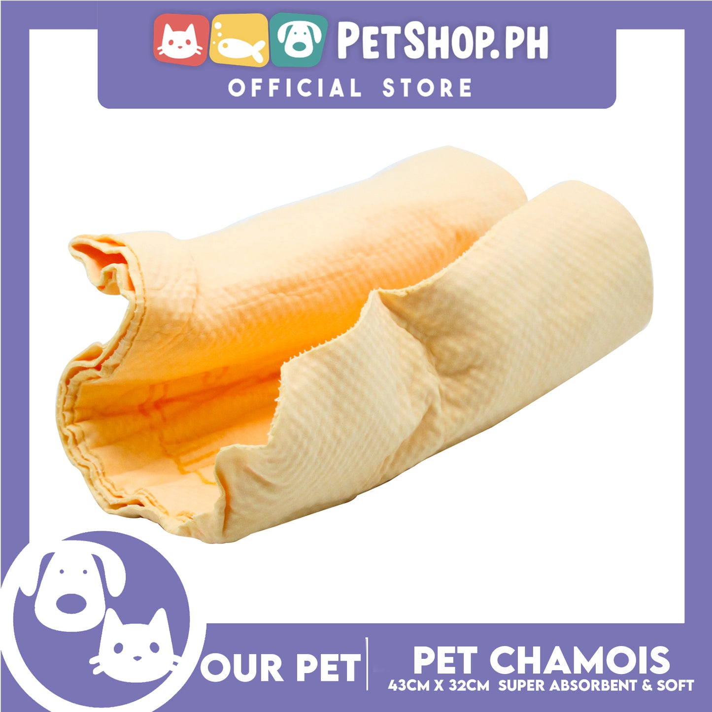 Our Pet Chamois Drying Towel 17x9 (Small) Super Absorbent and Soft Towel for Pets