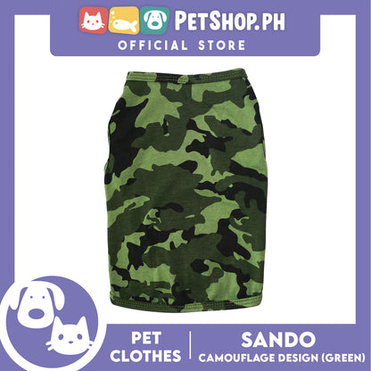 Pet Shirt Green Camouflage Design Sleeveless (Large) for Puppy, Small Dogs and Cats