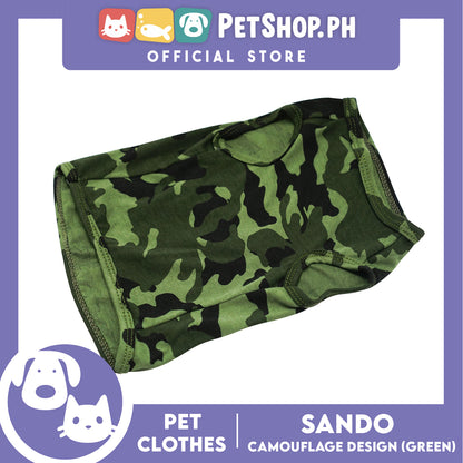 Pet Shirt Green Camouflage Design Sleeveless (Medium) for Puppy, Small Dogs and Cats