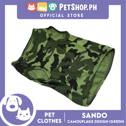 Pet Shirt Green Camouflage Design Sleeveless (Medium) for Puppy, Small Dogs and Cats