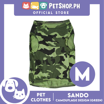 Pet Shirt Green Camouflage Design Sleeveless (Medium) for Puppy, Small Dogs and Cats