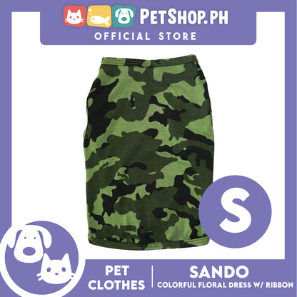 Pet Shirt Green Camouflage Design Sleeveless (Small) for Puppy, Small Dogs and Cats