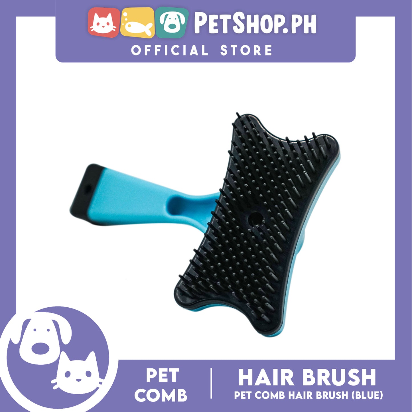 Pet Dog Cat Hair Fur Shedding Trimmer Grooming Professional Comb Brush Tool (BLUE)