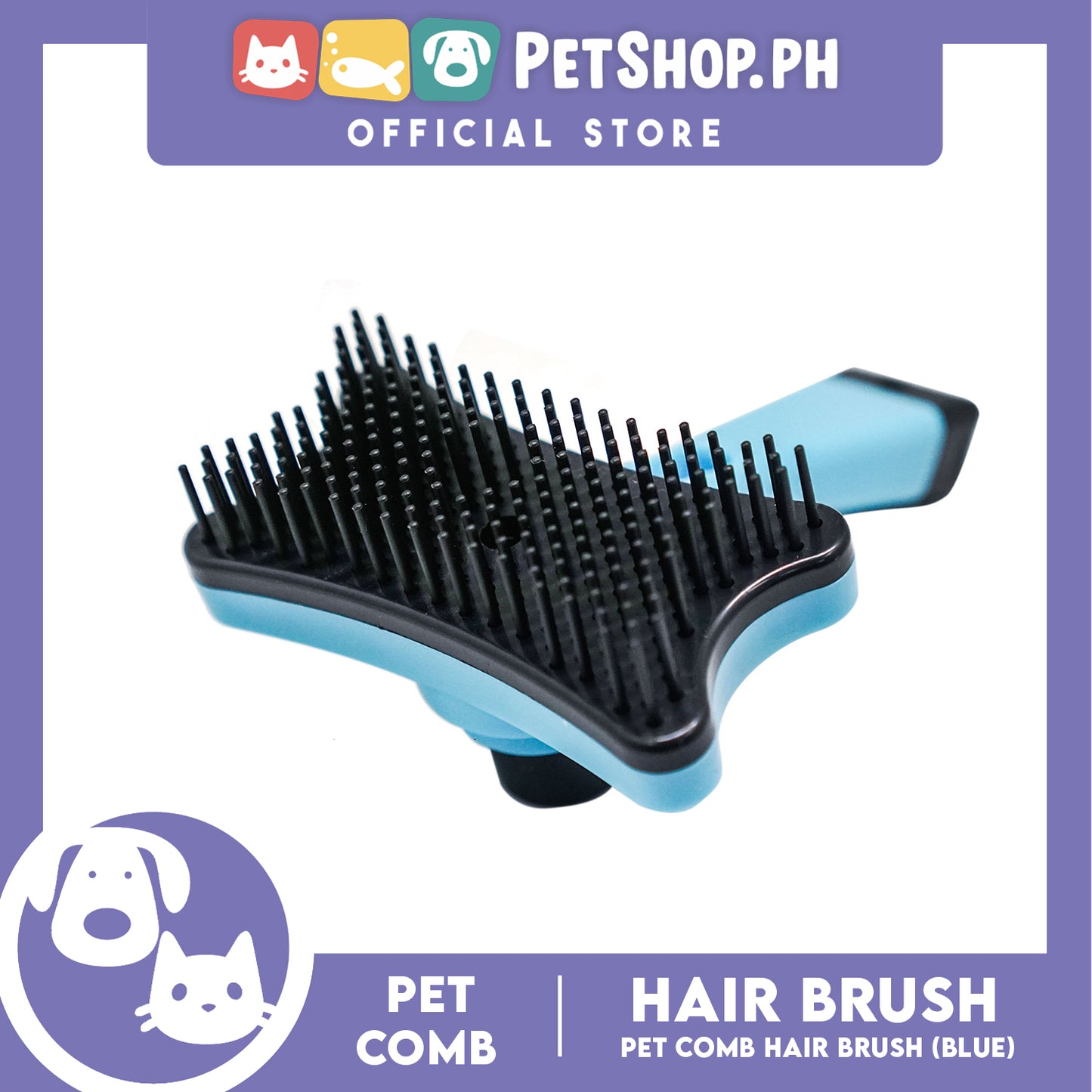 Pet Dog Cat Hair Fur Shedding Trimmer Grooming Professional Comb Brush Tool (BLUE)