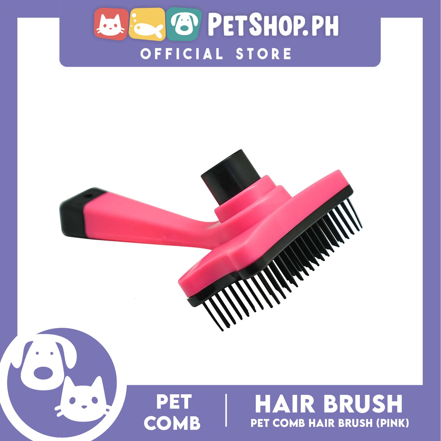 Pet Dog Cat Hair Fur Shedding Trimmer Grooming Professional Comb Brush Tool (Pink)