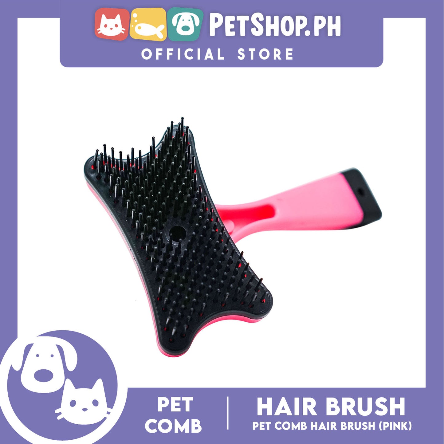 Pet Dog Cat Hair Fur Shedding Trimmer Grooming Professional Comb Brush Tool (Pink)