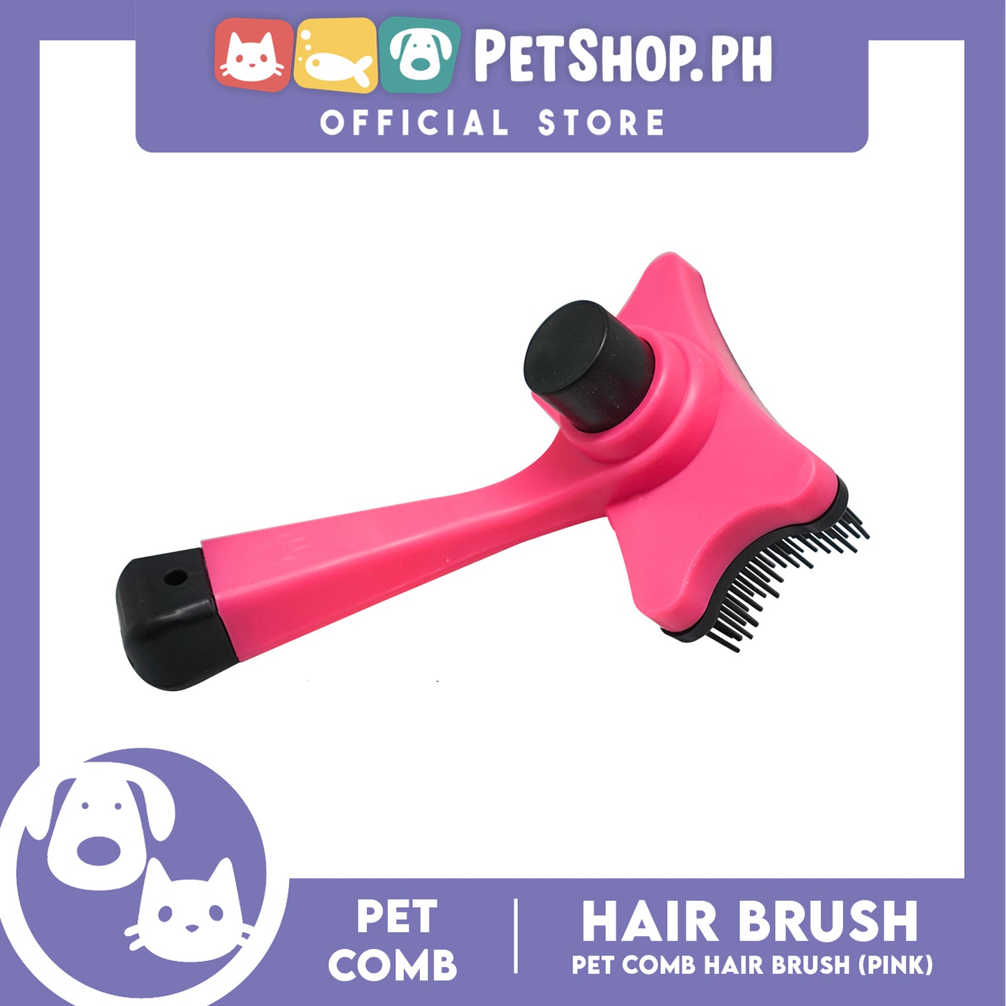 Pet Dog Cat Hair Fur Shedding Trimmer Grooming Professional Comb Brush Tool (Pink)